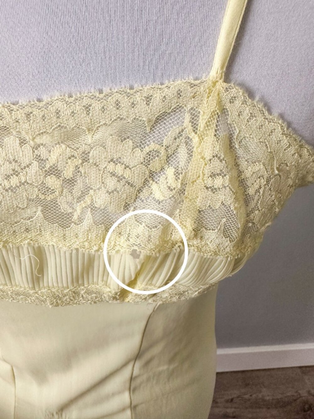 Vintage Butter Yellow Midi Lace Slip - Picture 10 of 10